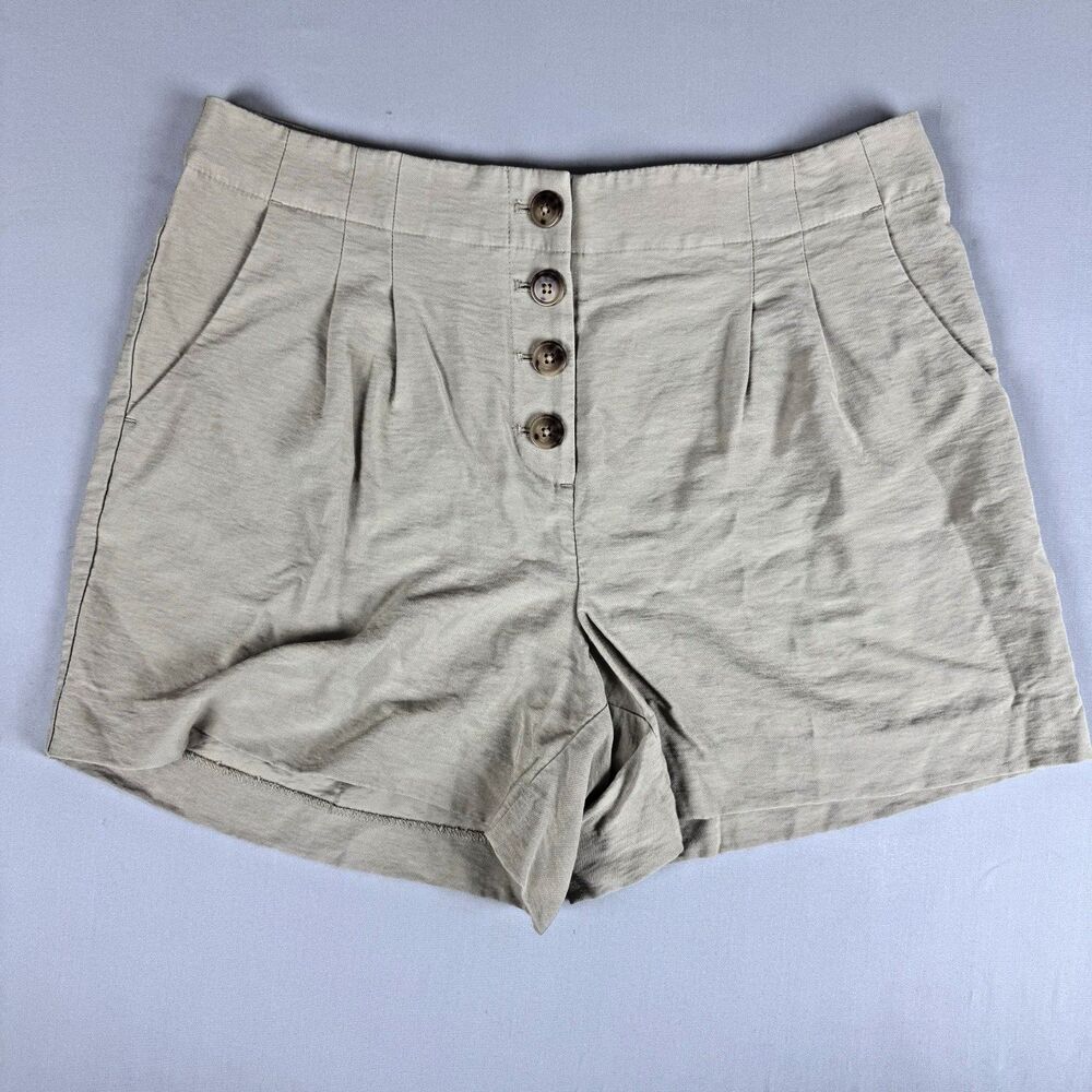 Ann Taylor LOFT Petites Khaki Pleated Shorts Women's LP  Beige Pockets Basics